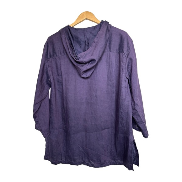 Lafayette 148 100% Linen Hooded Button Front Shacket Pockets Purple Size 10 - Picture 6 of 11